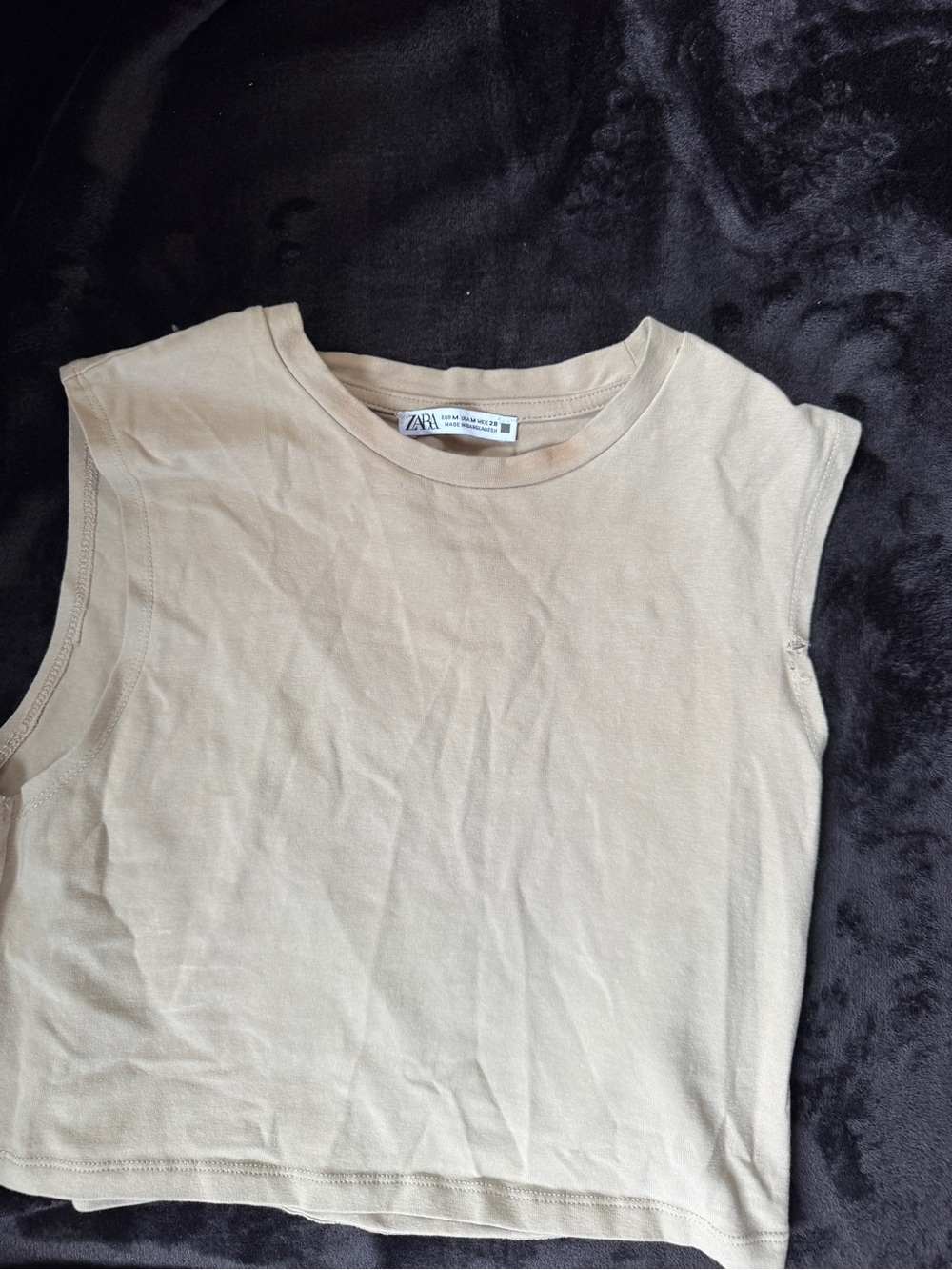 Zara Beige Crop Muscle Tee